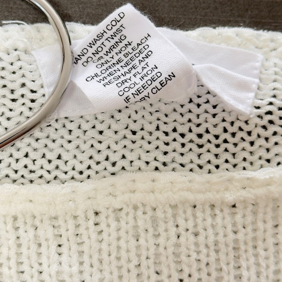 WORKSHOP White Navy Sailor Stripe Lightweight Knit Top Sweater Preppy Coastal - Picture 6 of 6